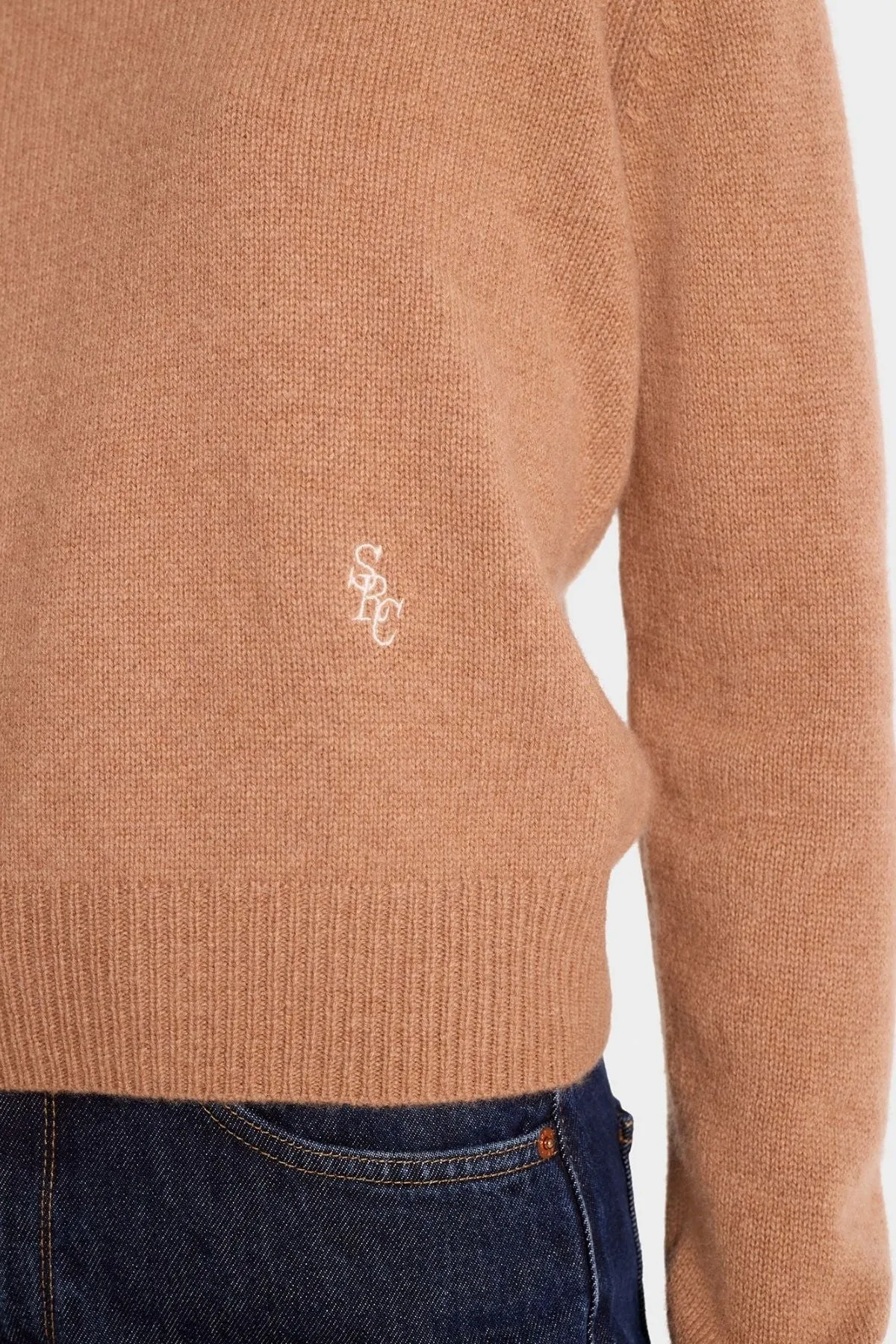 Womens Sporty & Rich Sporty & Rich SRC Cashmere Jumper - Camel/ White