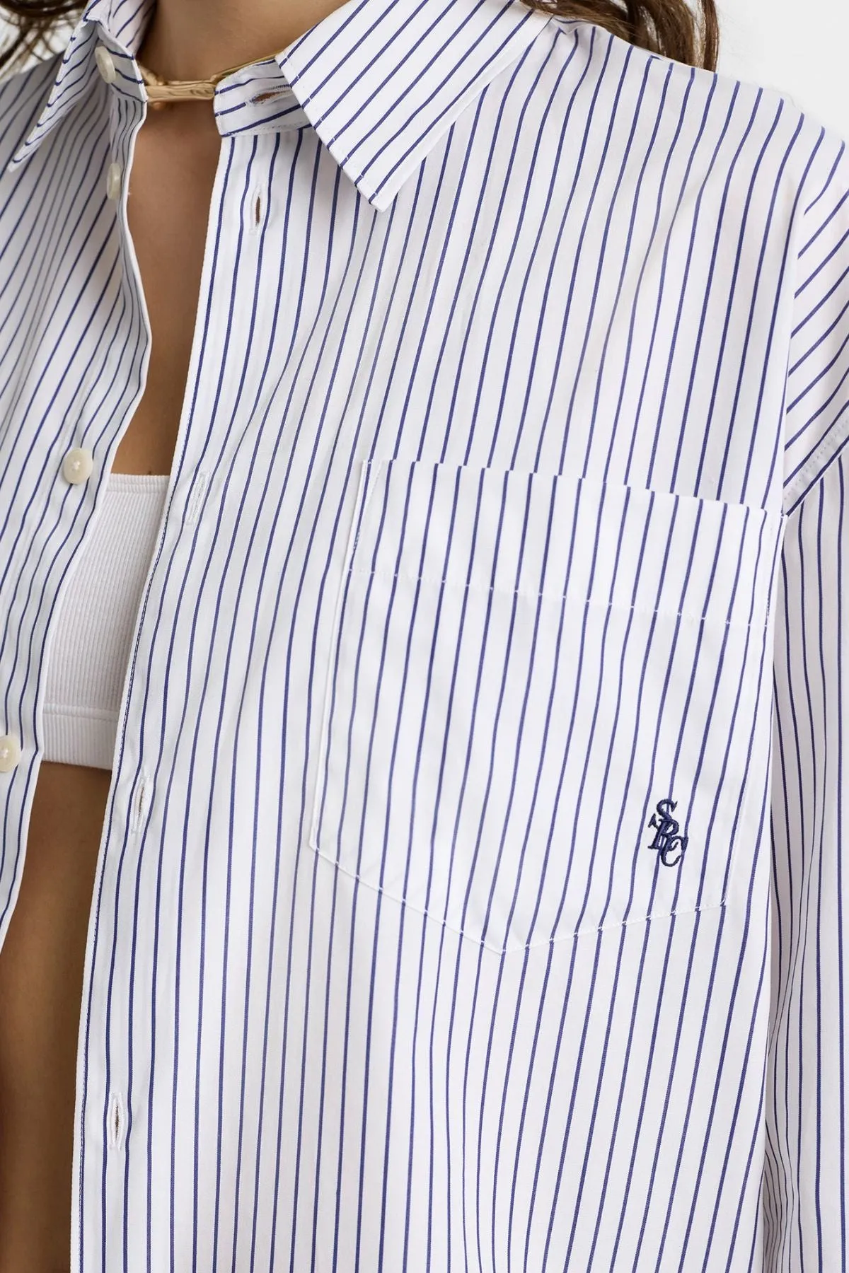 Womens Sporty & Rich Sporty & Rich SRC Oversized Shirt - Blue Striped