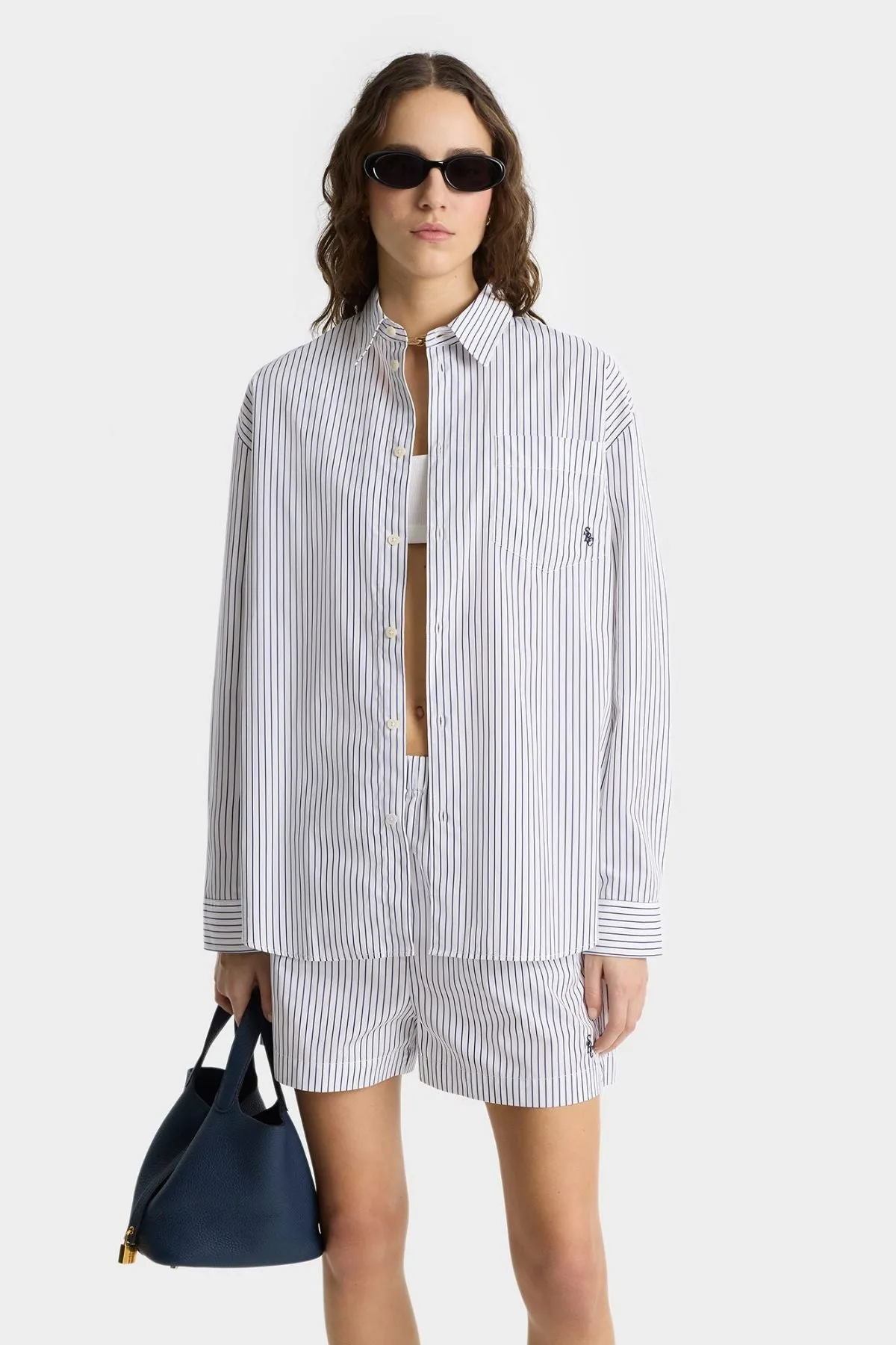 Womens Sporty & Rich Sporty & Rich SRC Oversized Shirt - Blue Striped