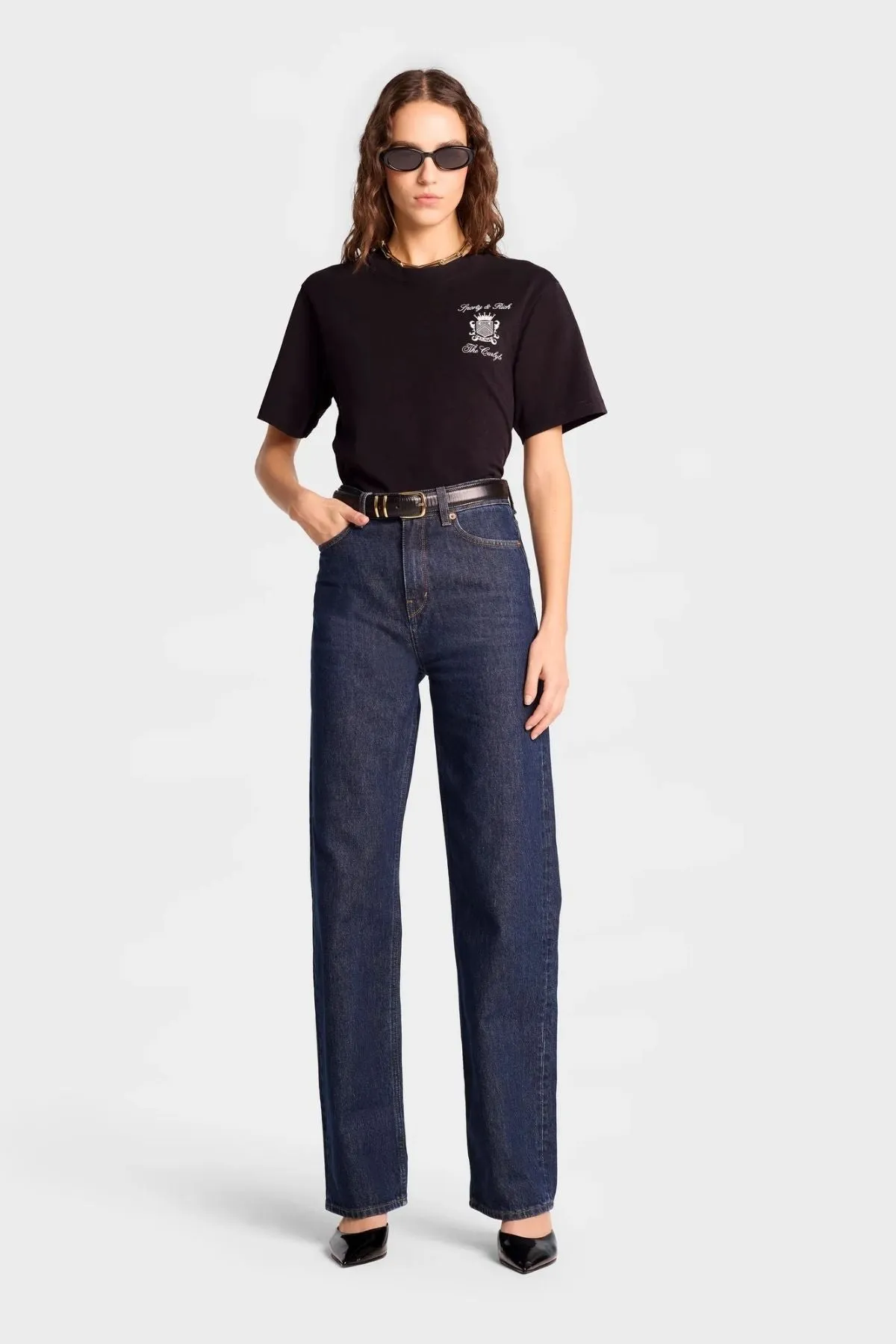 Womens Sporty & Rich Sporty & Rich The Carlyle Crest T-Shirt - Black/ White