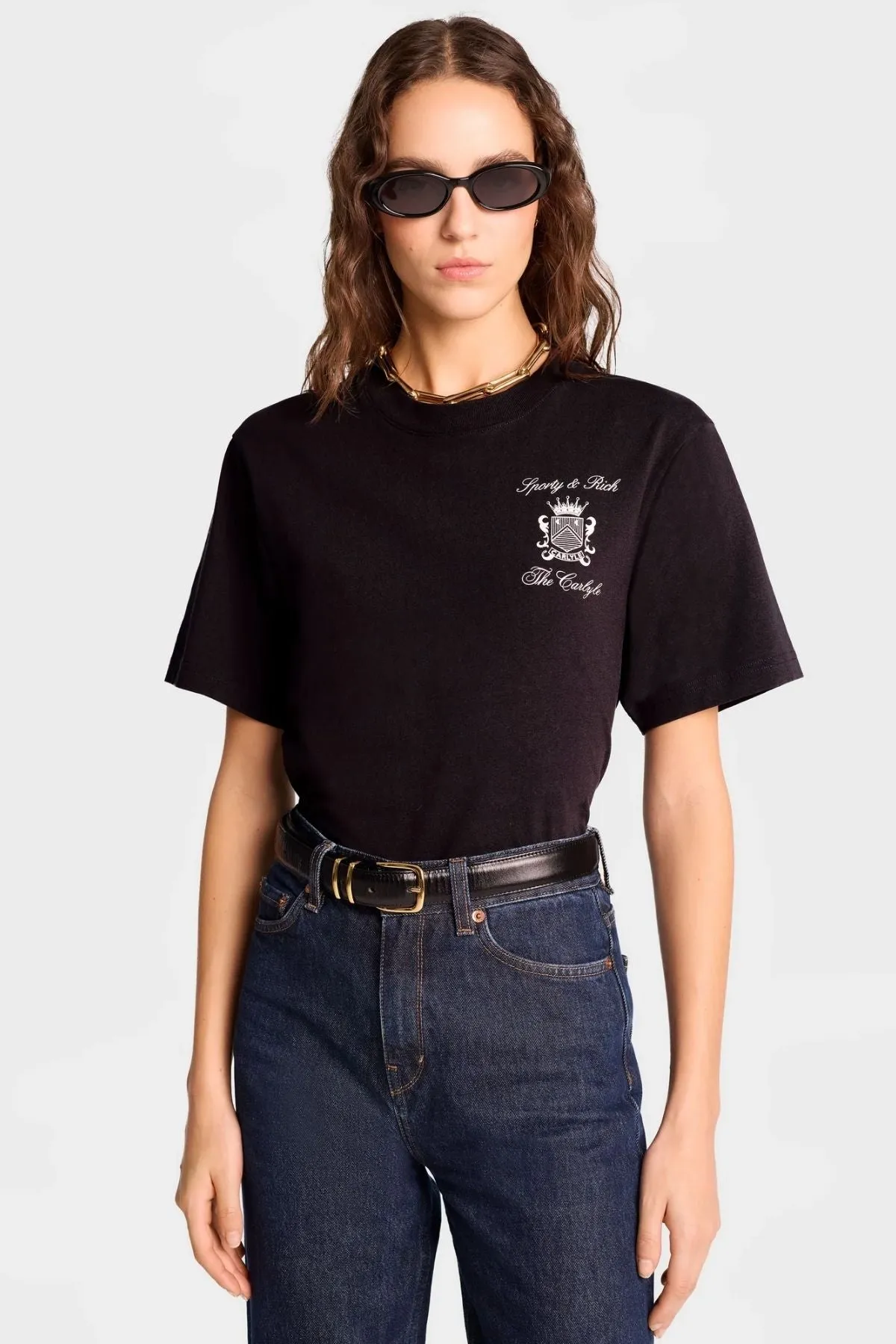Womens Sporty & Rich Sporty & Rich The Carlyle Crest T-Shirt - Black/ White