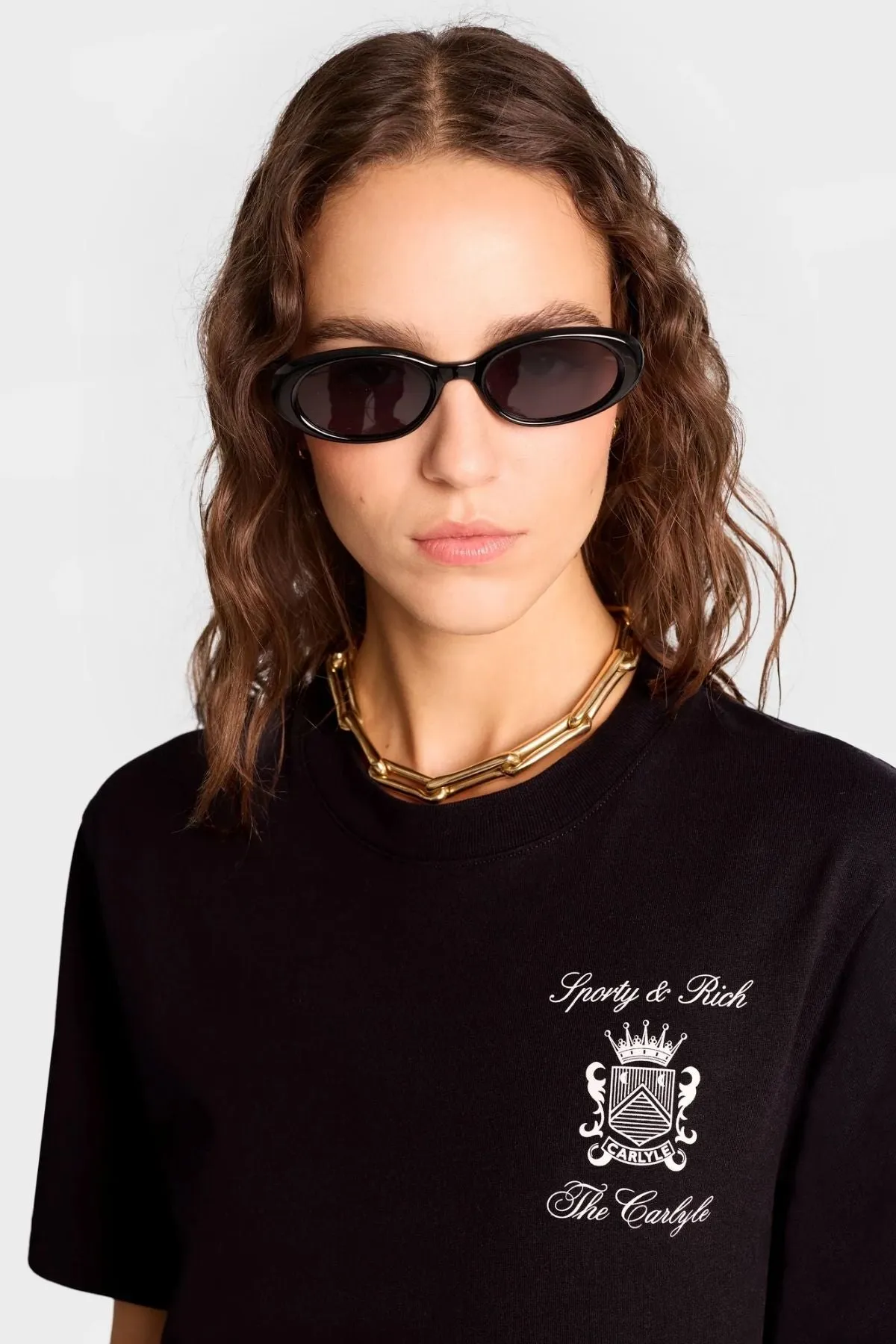 Womens Sporty & Rich Sporty & Rich The Carlyle Crest T-Shirt - Black/ White