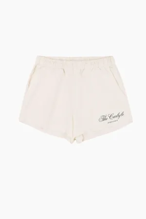 Womens Sporty & Rich Sporty & Rich The Carlyle Script Disco Short - Cream/ Forest