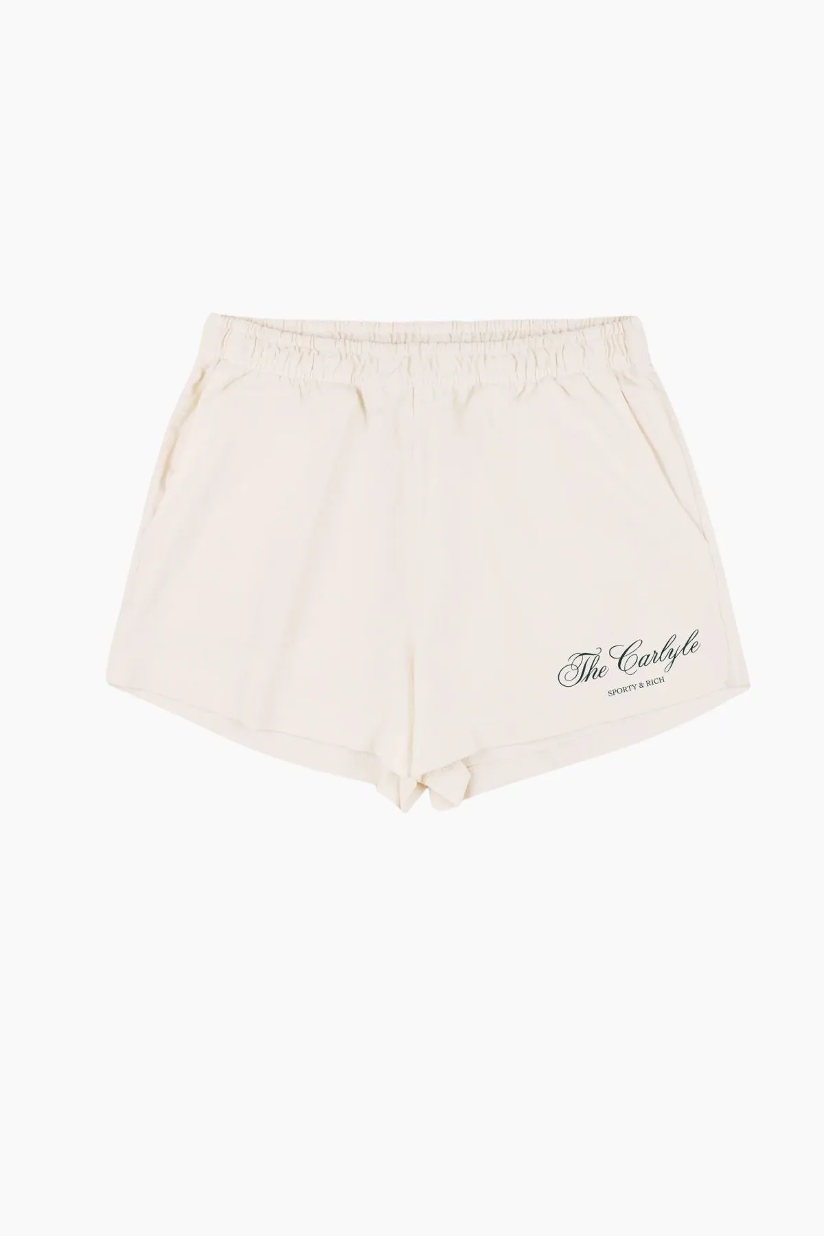 Womens Sporty & Rich Sporty & Rich The Carlyle Script Disco Short - Cream/ Forest