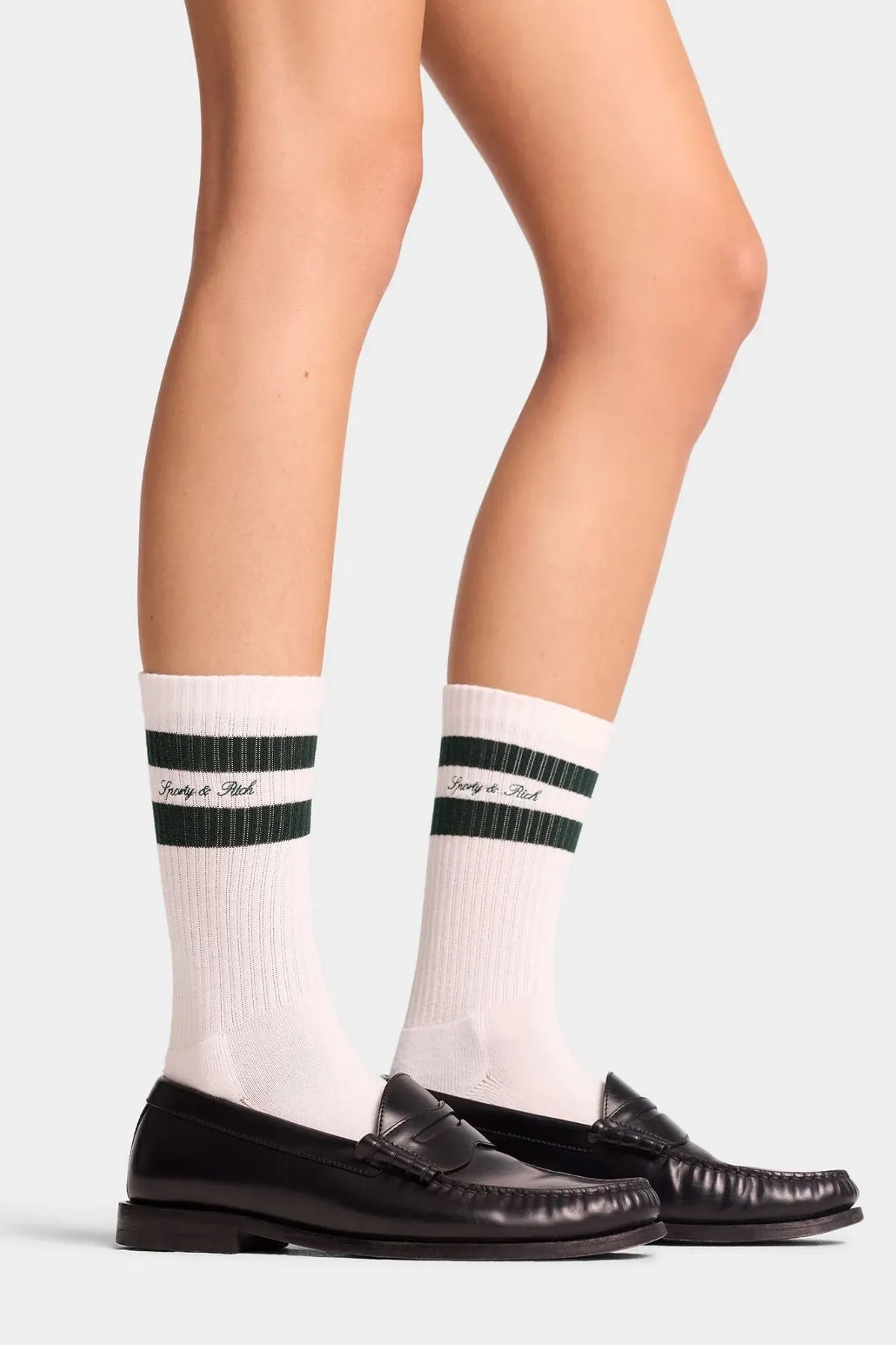 Womens Sporty & Rich Sporty & Rich The Carlyle Script Socks - Forest/ White