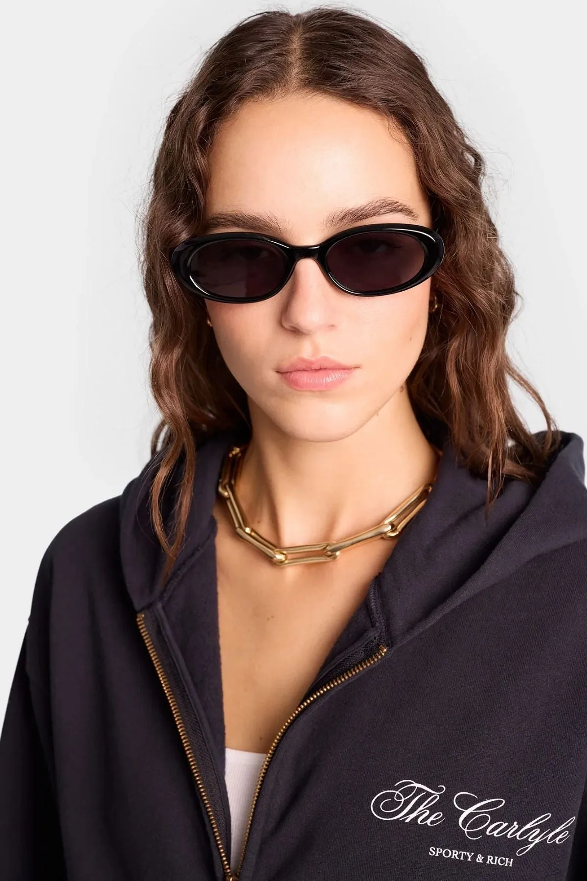 Womens Sporty & Rich Sporty & Rich The Carlyle Souvenir Hoodie - Black/ White