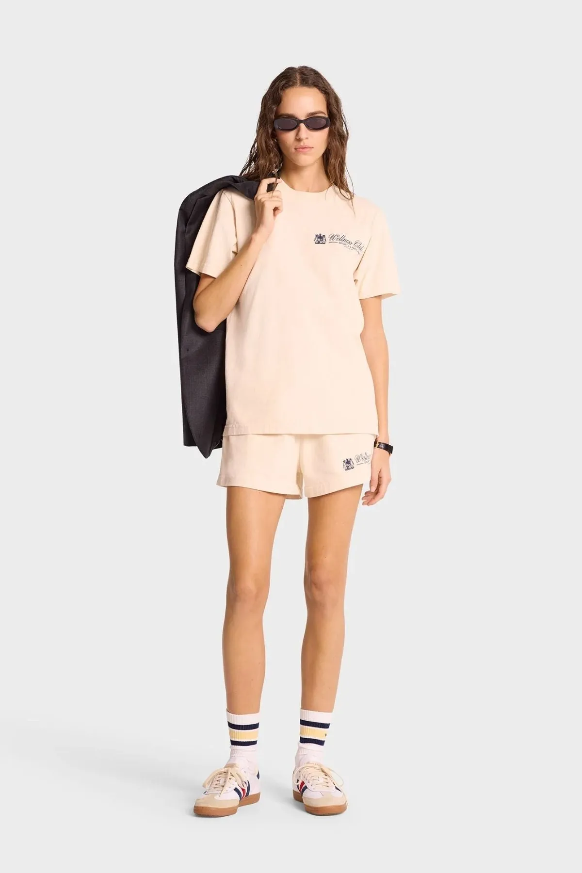 Womens Sporty & Rich Sporty & Rich Unicorn Crest T-Shirt - Cream/ Navy