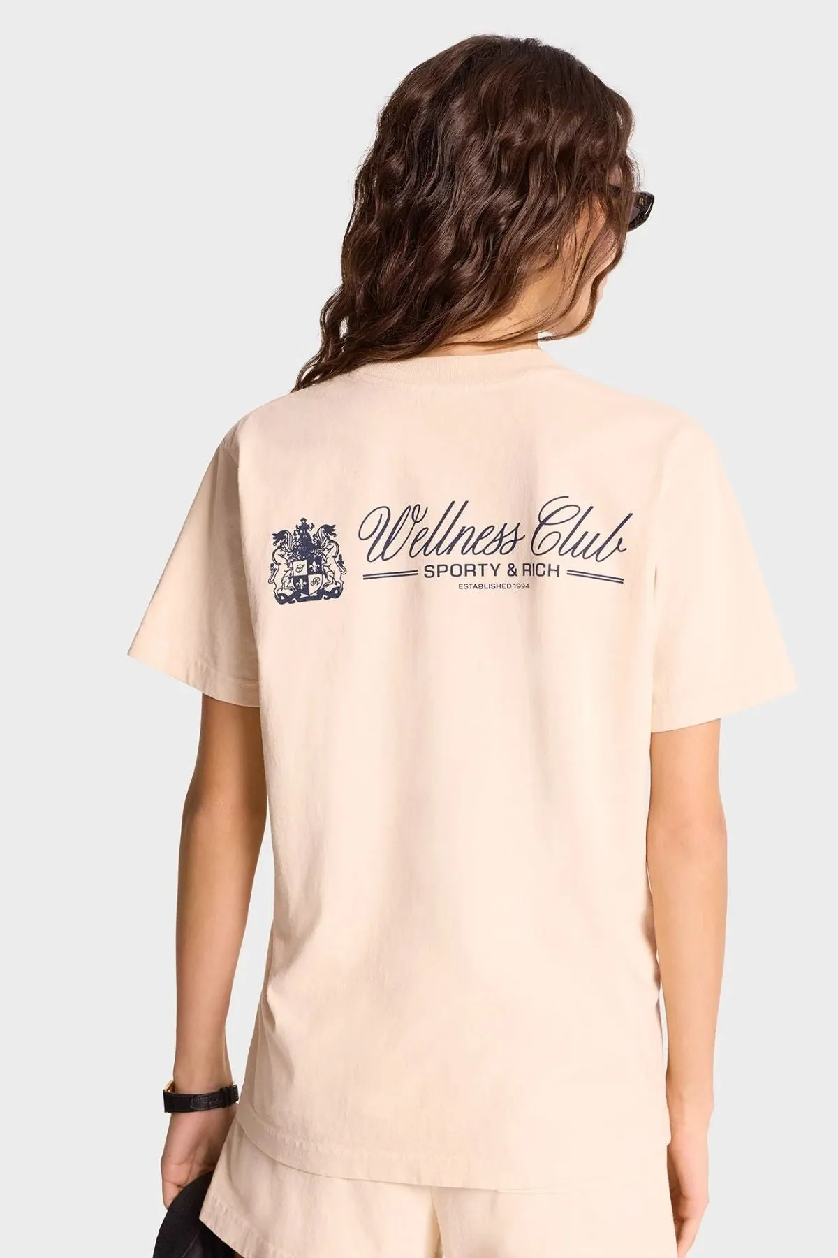 Womens Sporty & Rich Sporty & Rich Unicorn Crest T-Shirt - Cream/ Navy
