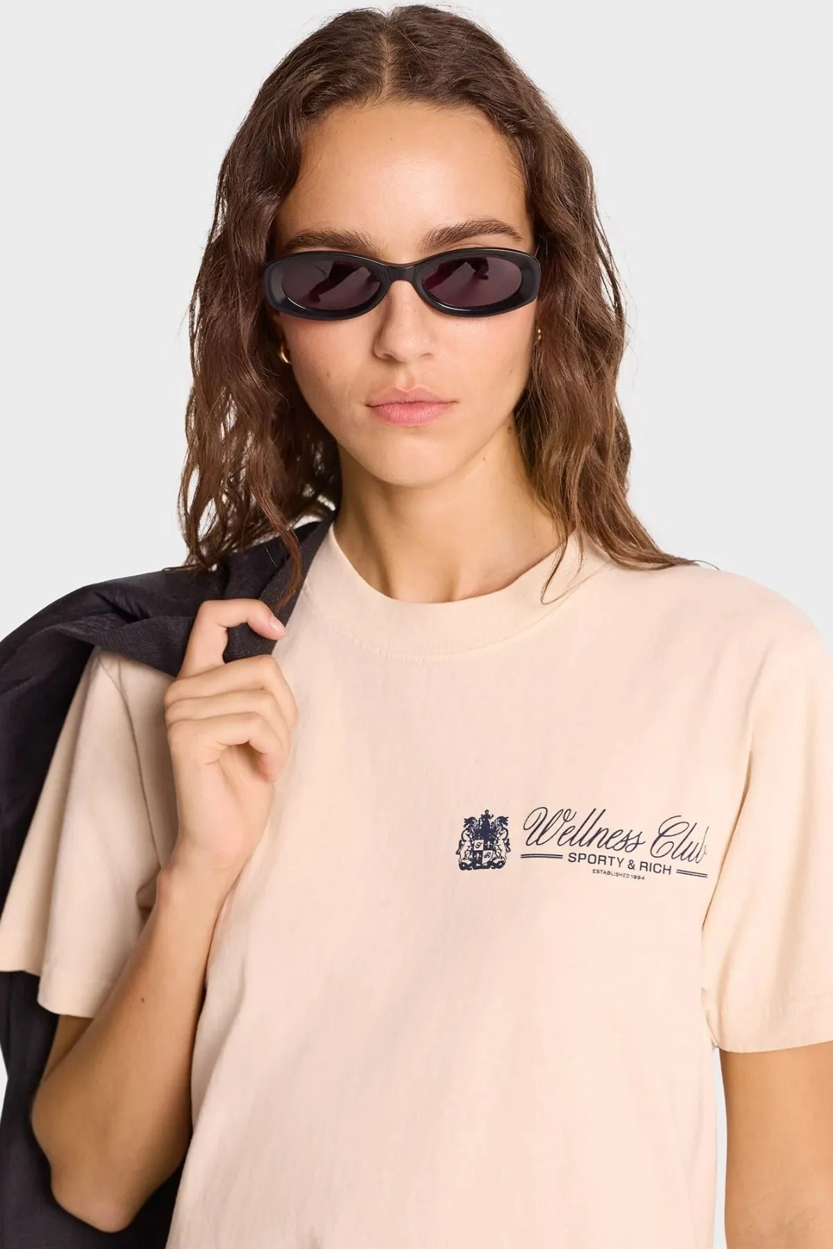 Womens Sporty & Rich Sporty & Rich Unicorn Crest T-Shirt - Cream/ Navy
