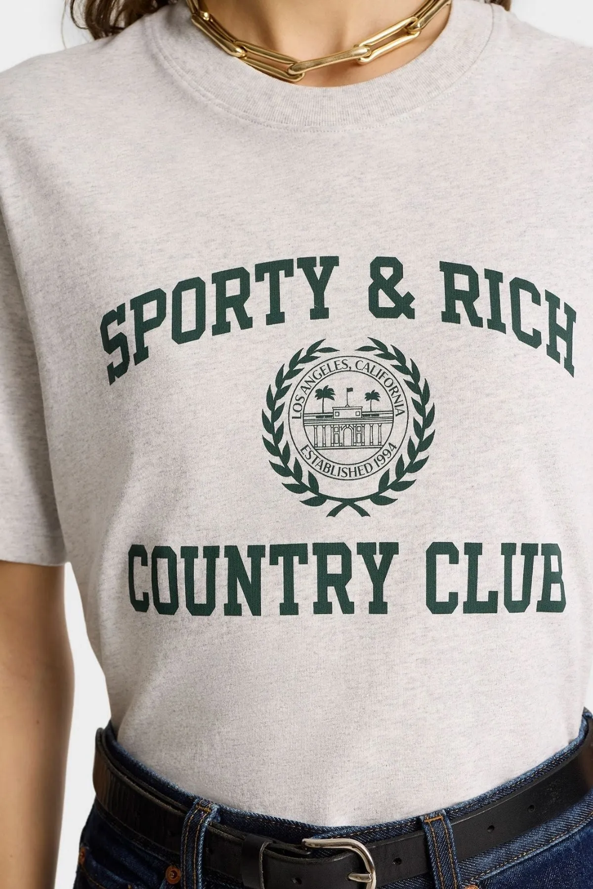 Womens Sporty & Rich Sporty & Rich Varsity Crest T-Shirt - Heather Grey