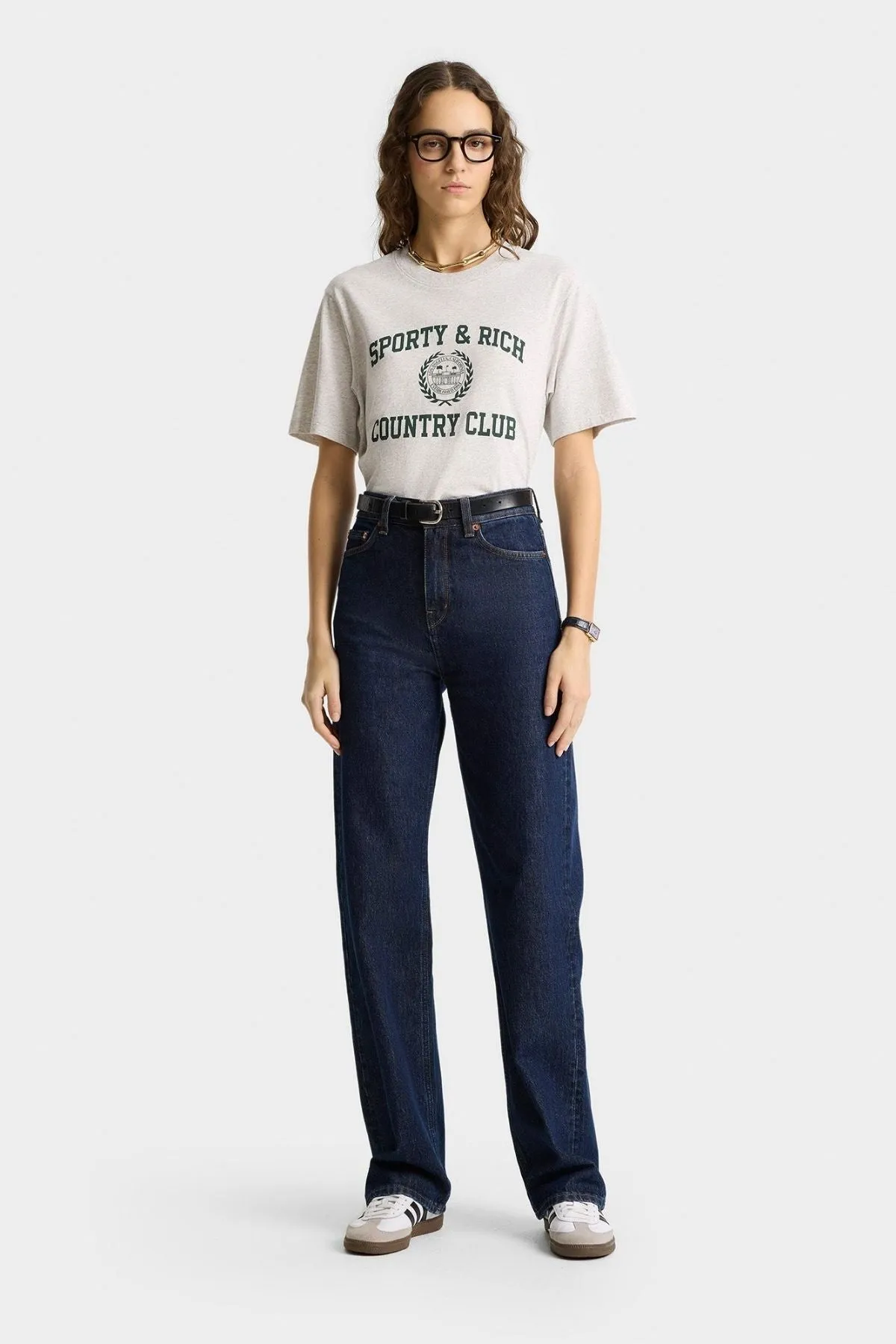 Womens Sporty & Rich Sporty & Rich Varsity Crest T-Shirt - Heather Grey