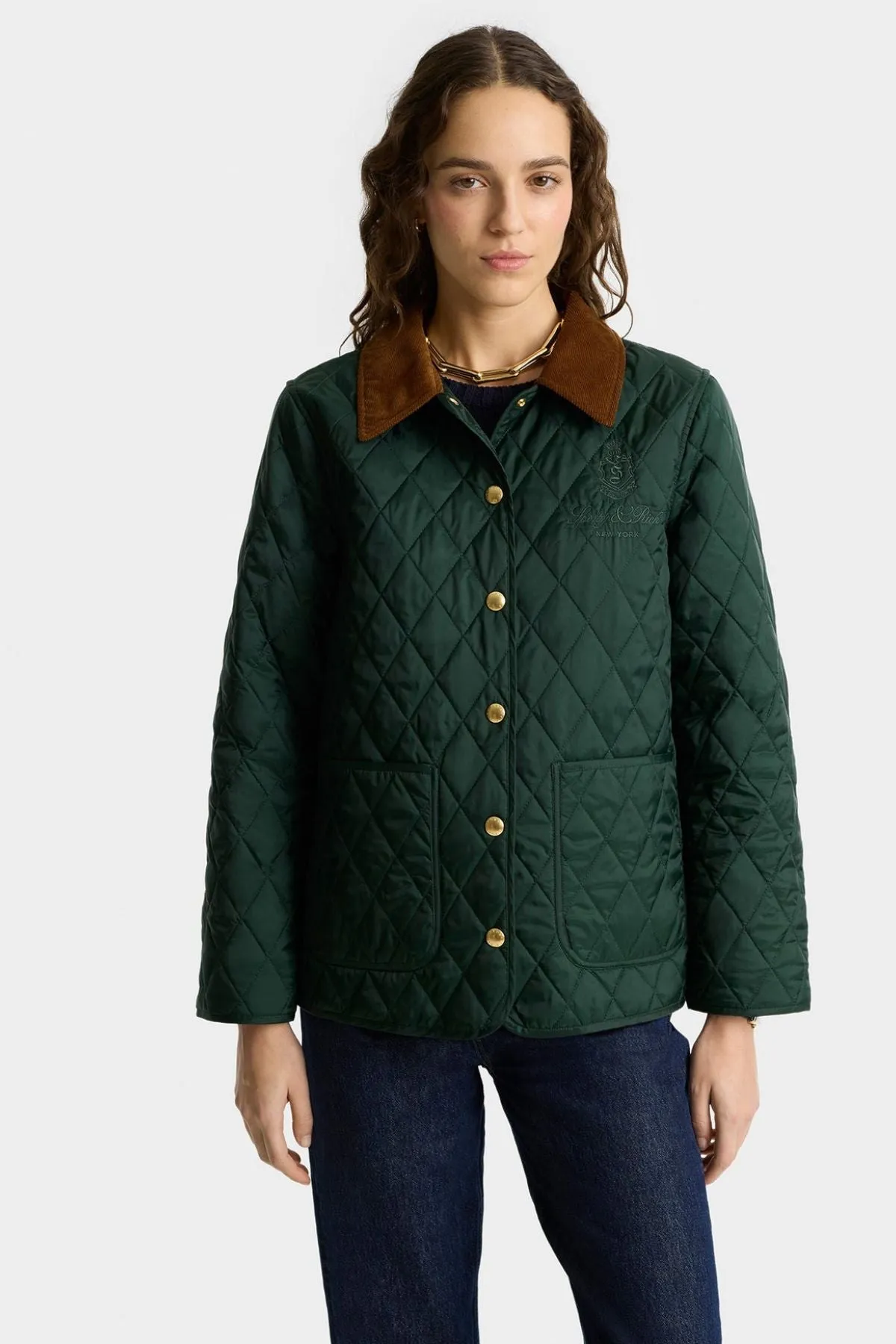 Womens Sporty & Rich Sporty & Rich Vendome Nylon Quilted Jacket - Forest