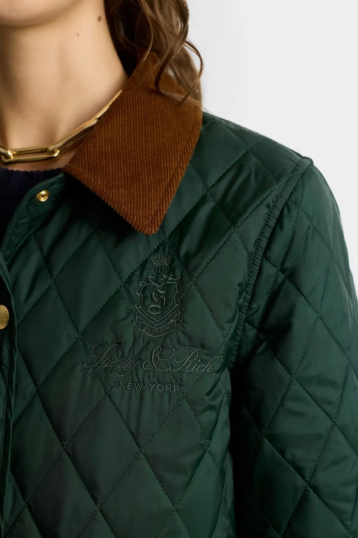 Womens Sporty & Rich Sporty & Rich Vendome Nylon Quilted Jacket - Forest