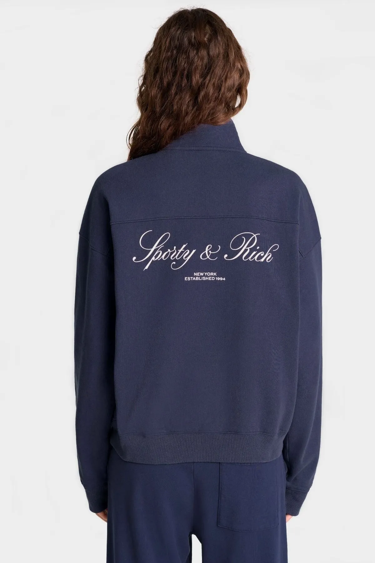 Womens Sporty & Rich Sporty & Rich Vendome Resort Quarter Zip Sweatshirt - Navy/ White