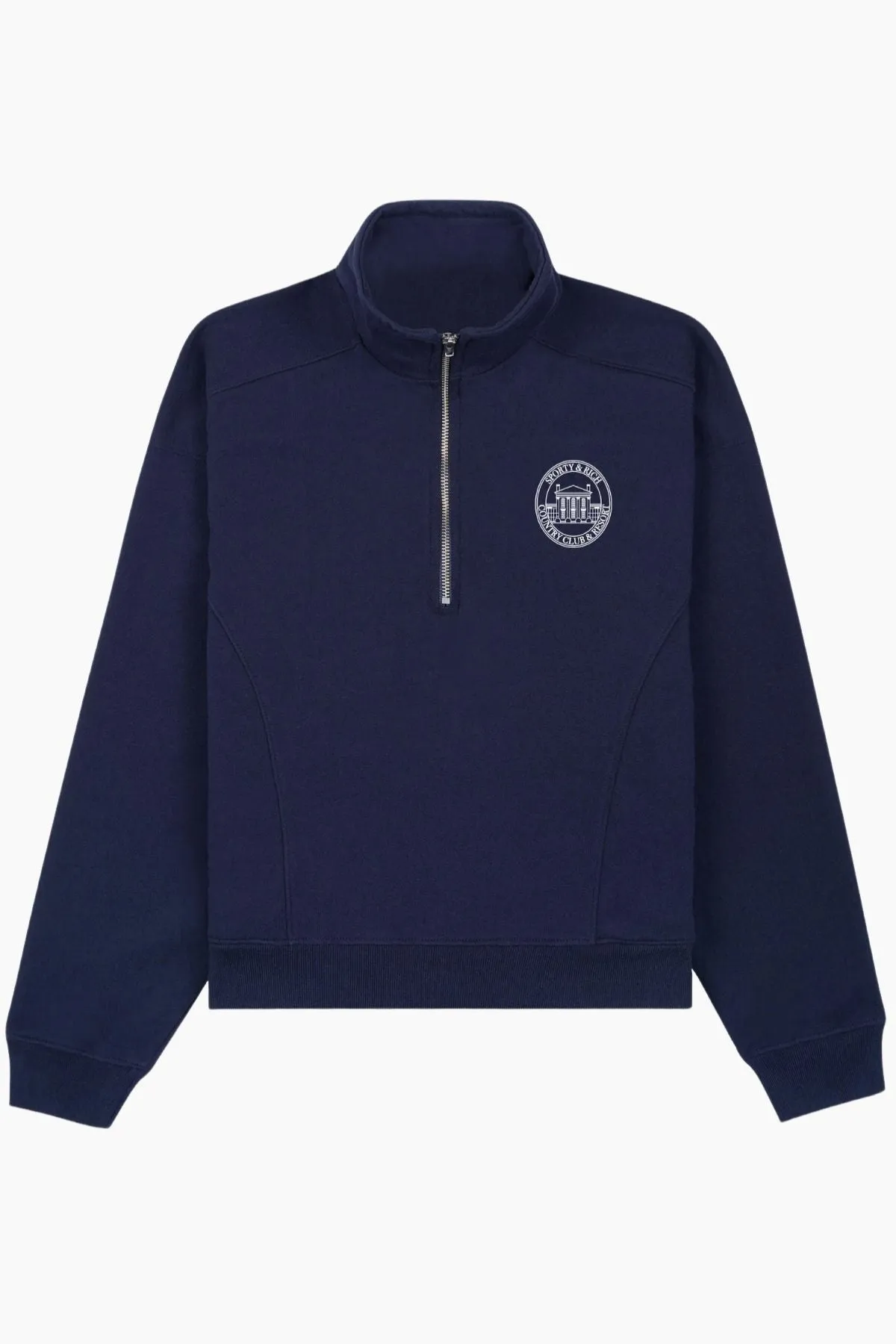 Womens Sporty & Rich Sporty & Rich Vendome Resort Quarter Zip Sweatshirt - Navy/ White