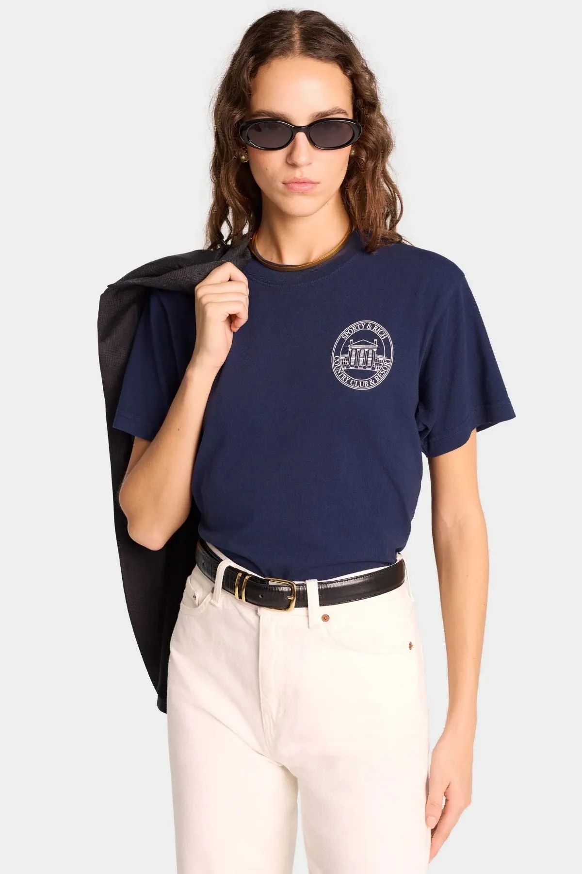 Womens Sporty & Rich Sporty & Rich Vendome Resort T-Shirt - Navy/ White