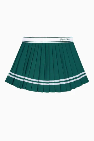 Womens Sporty & Rich Sporty & Rich Vendome Script Pleated Skirt - Alpine/ White