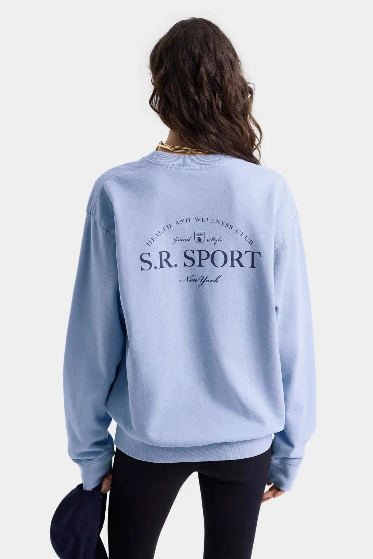 Womens Sporty & Rich Sporty & Rich Wimbledon Crewneck - Washed Hydrangea