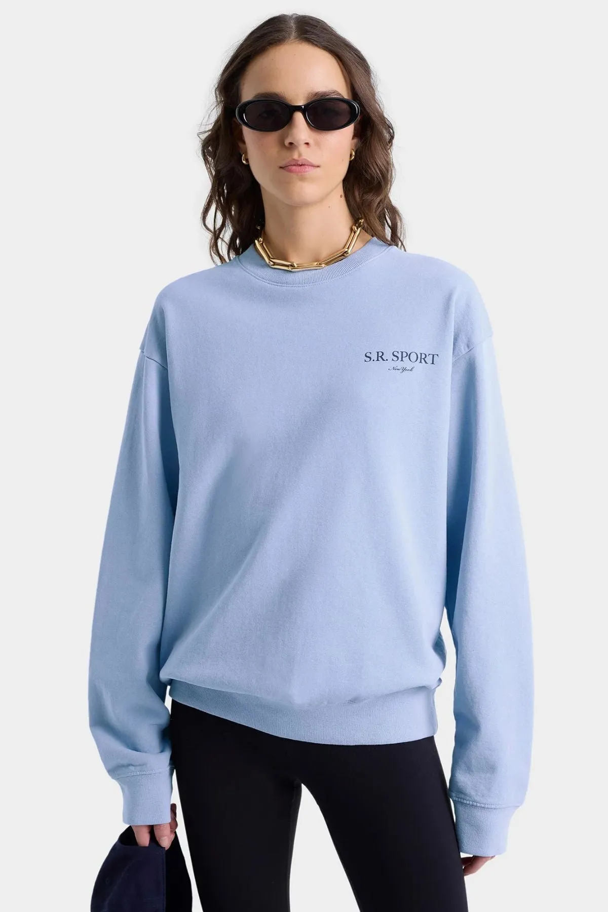 Womens Sporty & Rich Sporty & Rich Wimbledon Crewneck - Washed Hydrangea
