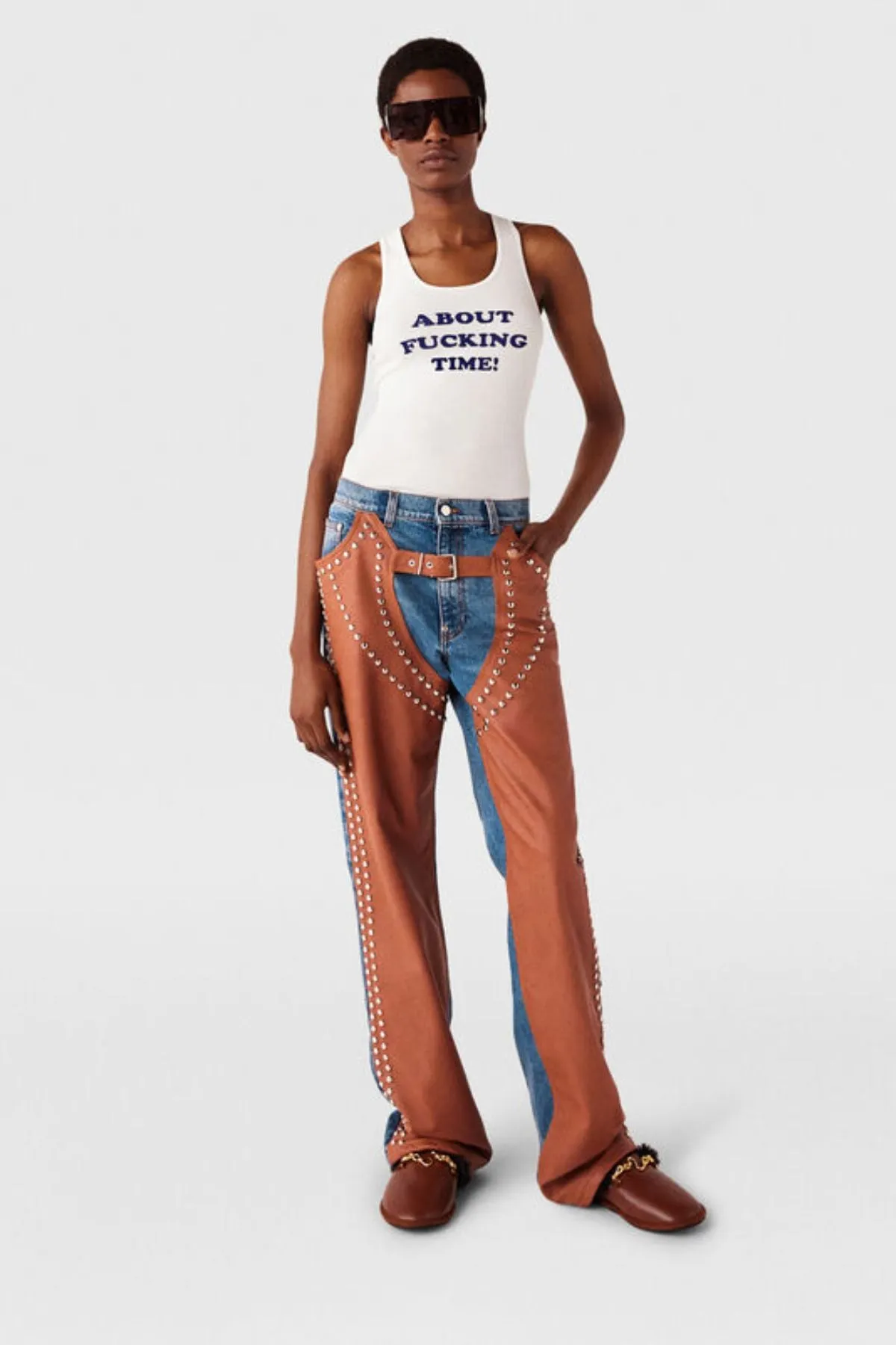 Womens Stella Mccartney Stella McCartney About Fucking Time Tank Top - White/ Blue