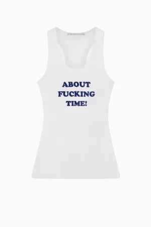 Womens Stella Mccartney Stella McCartney About Fucking Time Tank Top - White/ Blue