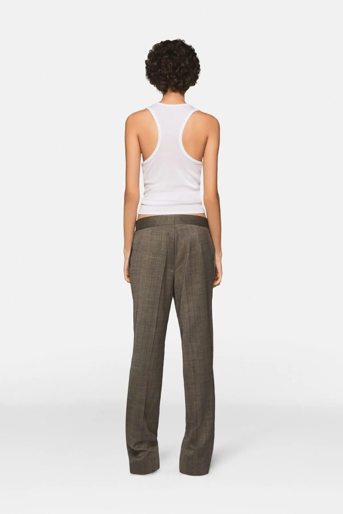 Womens Stella Mccartney Stella McCartney Checked Straight-Leg Wool Trousers - Stone