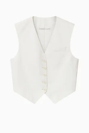 Womens Stella Mccartney Stella McCartney Cropped Tailored Wool Vest - Cream