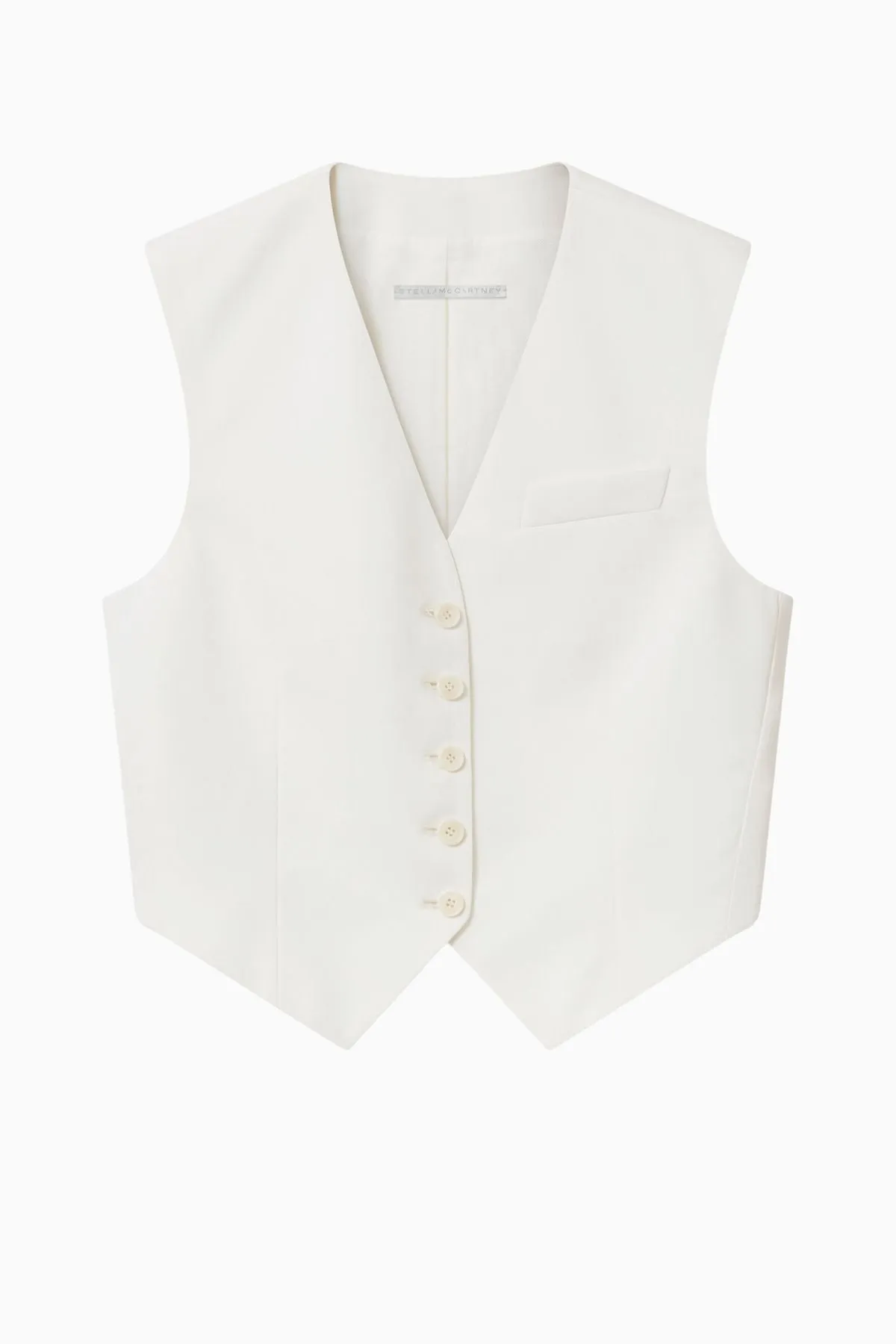 Womens Stella Mccartney Stella McCartney Cropped Tailored Wool Vest - Cream