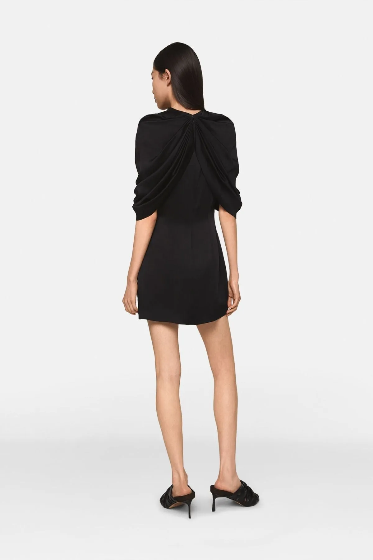 Womens Stella Mccartney Stella McCartney Draped Satin Mini Dress - Black