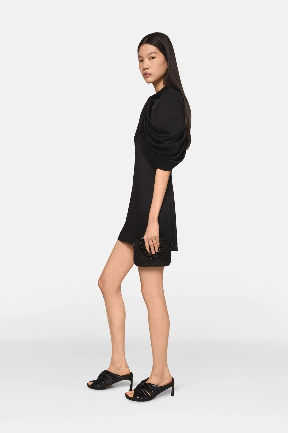 Womens Stella Mccartney Stella McCartney Draped Satin Mini Dress - Black