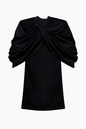 Womens Stella Mccartney Stella McCartney Draped Satin Mini Dress - Black