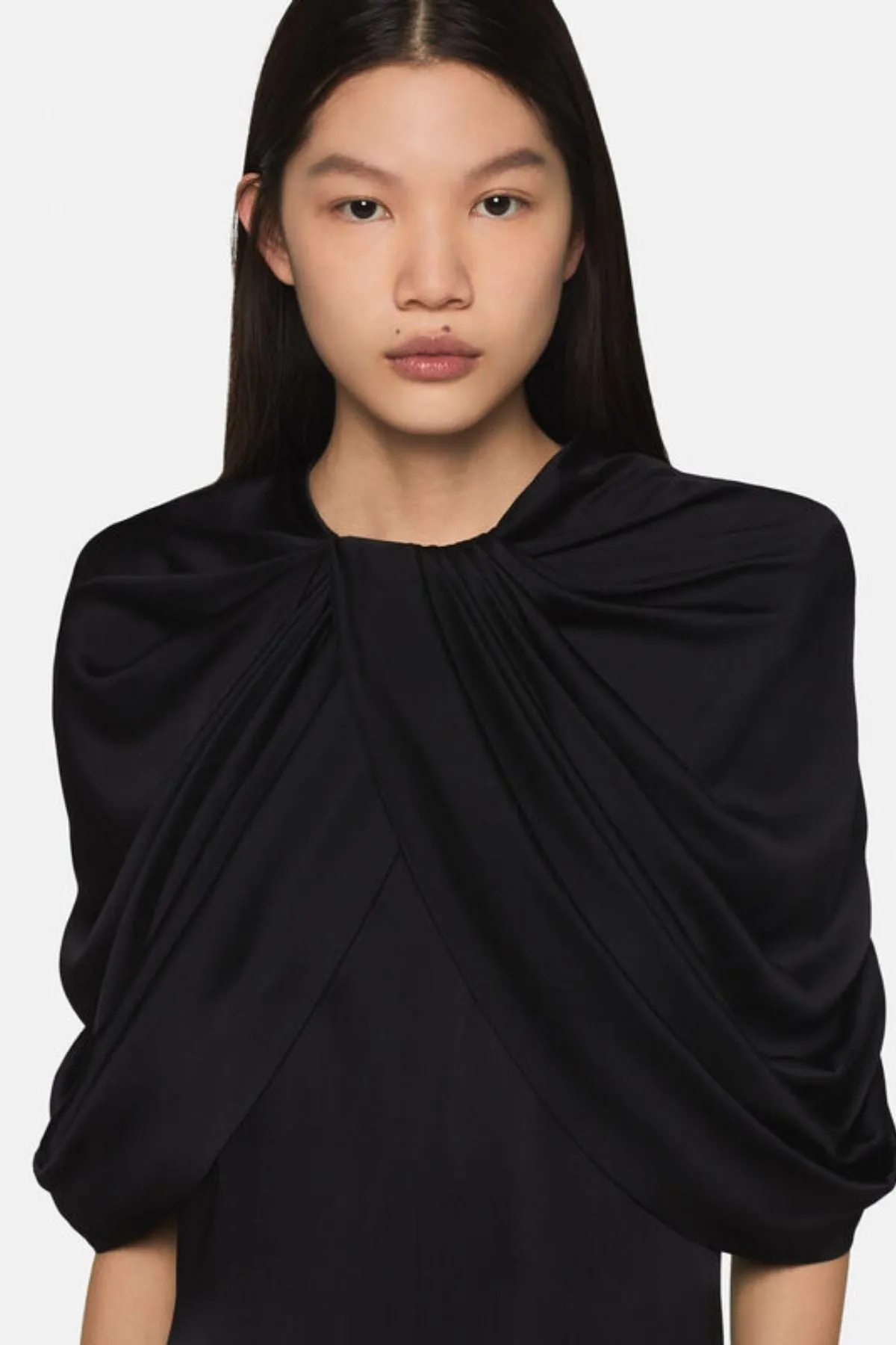 Womens Stella Mccartney Stella McCartney Draped Satin Mini Dress - Black