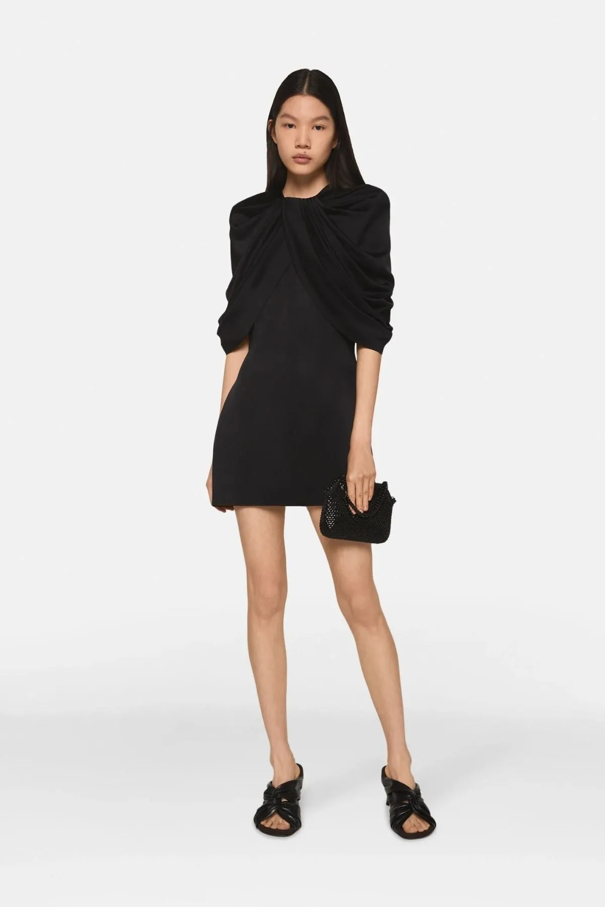 Womens Stella Mccartney Stella McCartney Draped Satin Mini Dress - Black