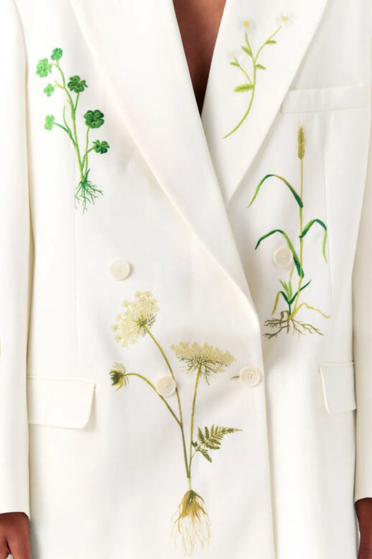 Womens Stella Mccartney Stella McCartney Floral Double Breasted Blazer - Cream