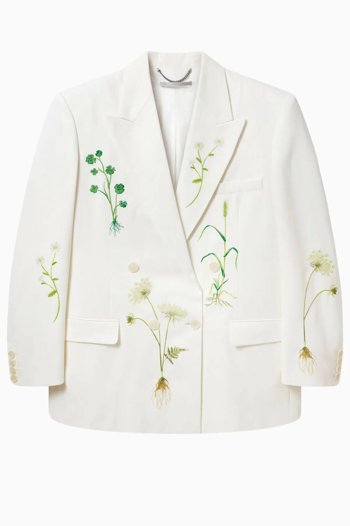 Womens Stella Mccartney Stella McCartney Floral Double Breasted Blazer - Cream