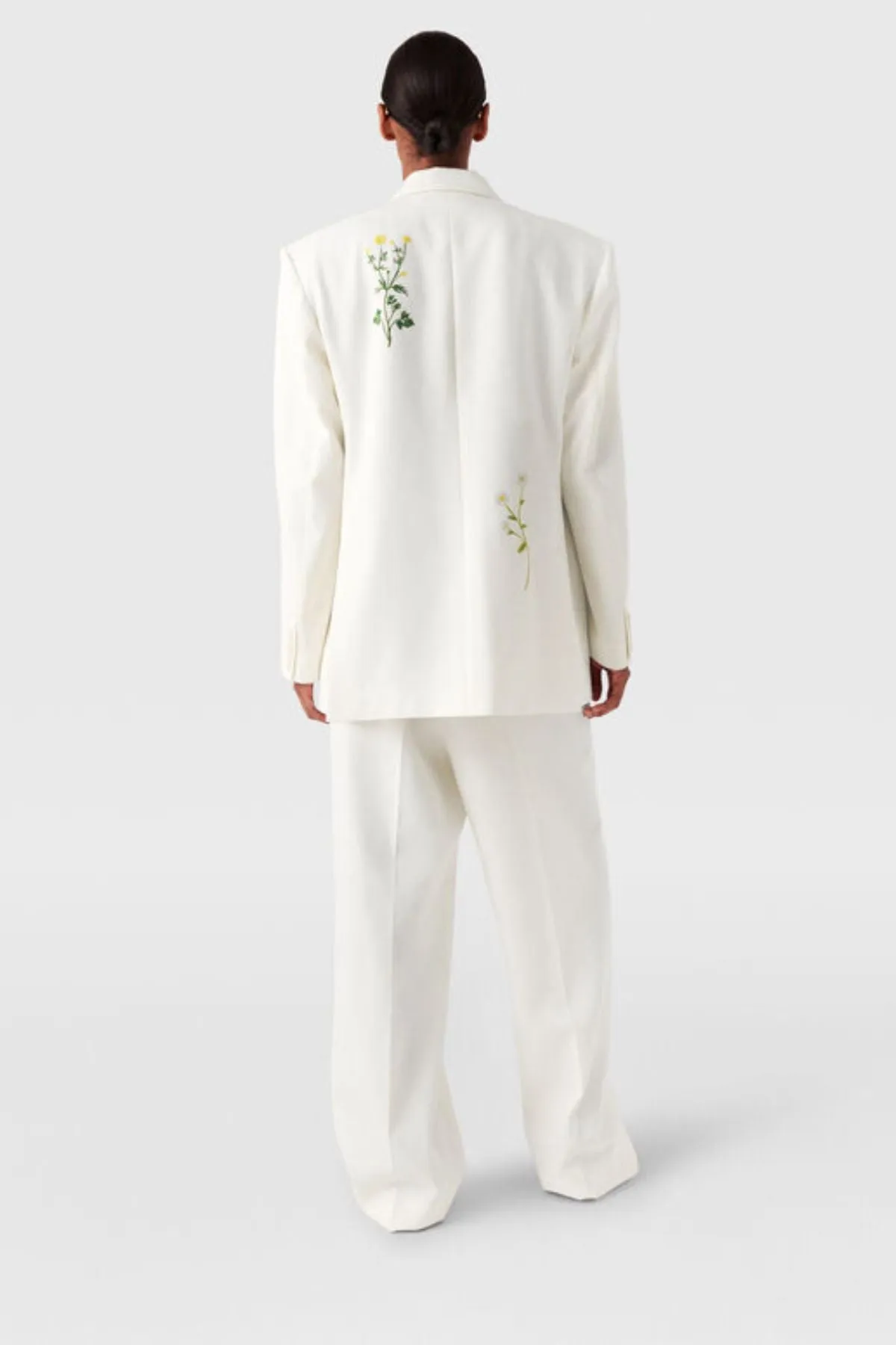 Womens Stella Mccartney Stella McCartney Floral Double Breasted Blazer - Cream