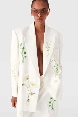 Womens Stella Mccartney Stella McCartney Floral Double Breasted Blazer - Cream