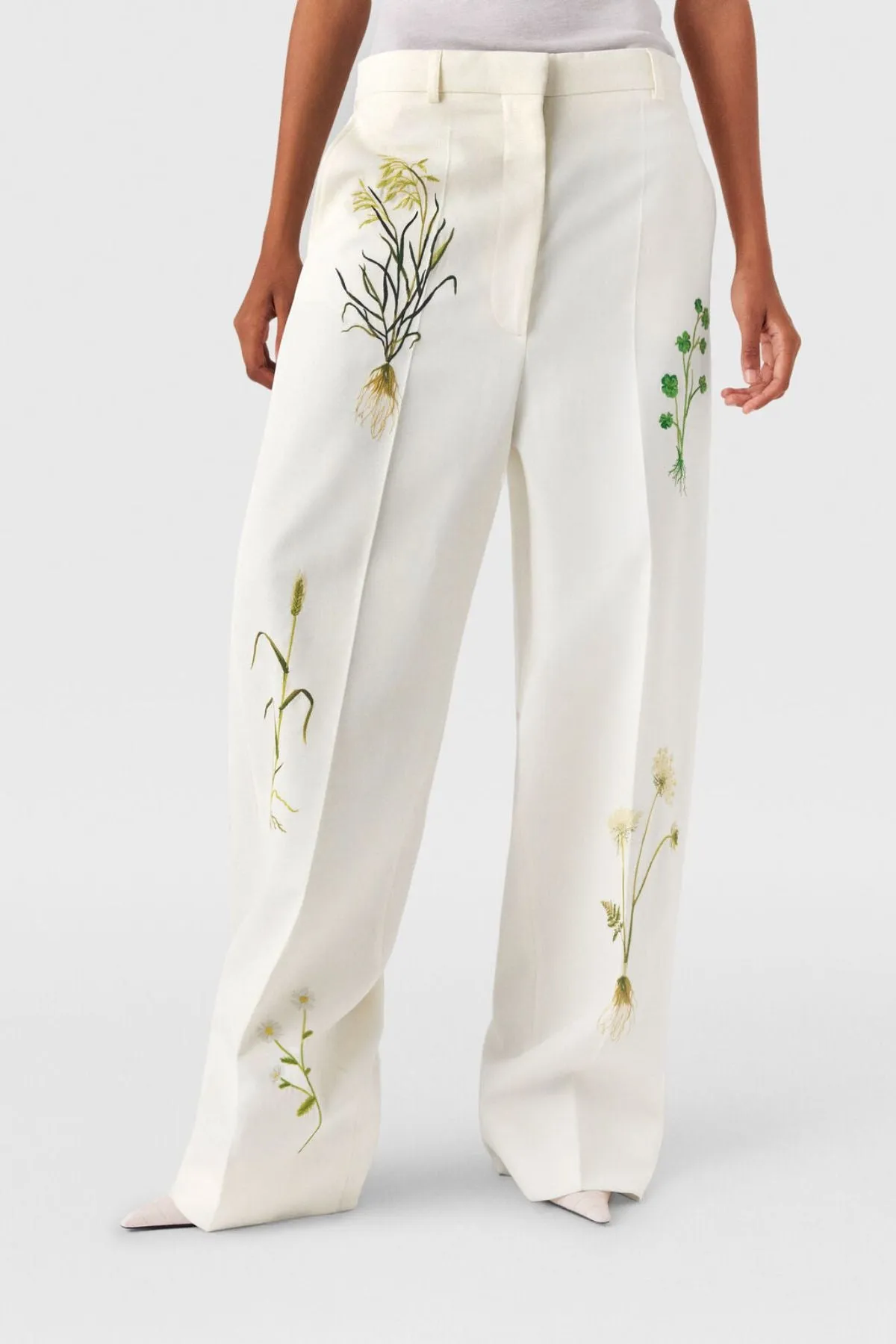 Womens Stella Mccartney Stella McCartney Floral Trousers - Cream