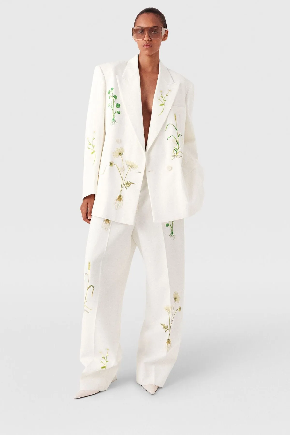 Womens Stella Mccartney Stella McCartney Floral Trousers - Cream