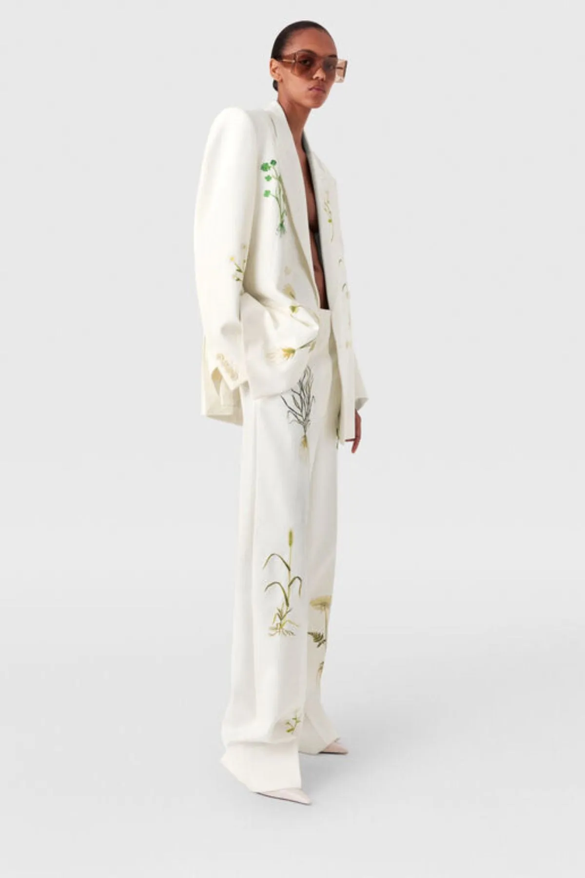 Womens Stella Mccartney Stella McCartney Floral Trousers - Cream