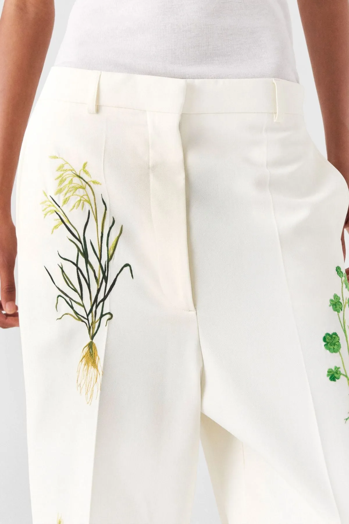 Womens Stella Mccartney Stella McCartney Floral Trousers - Cream