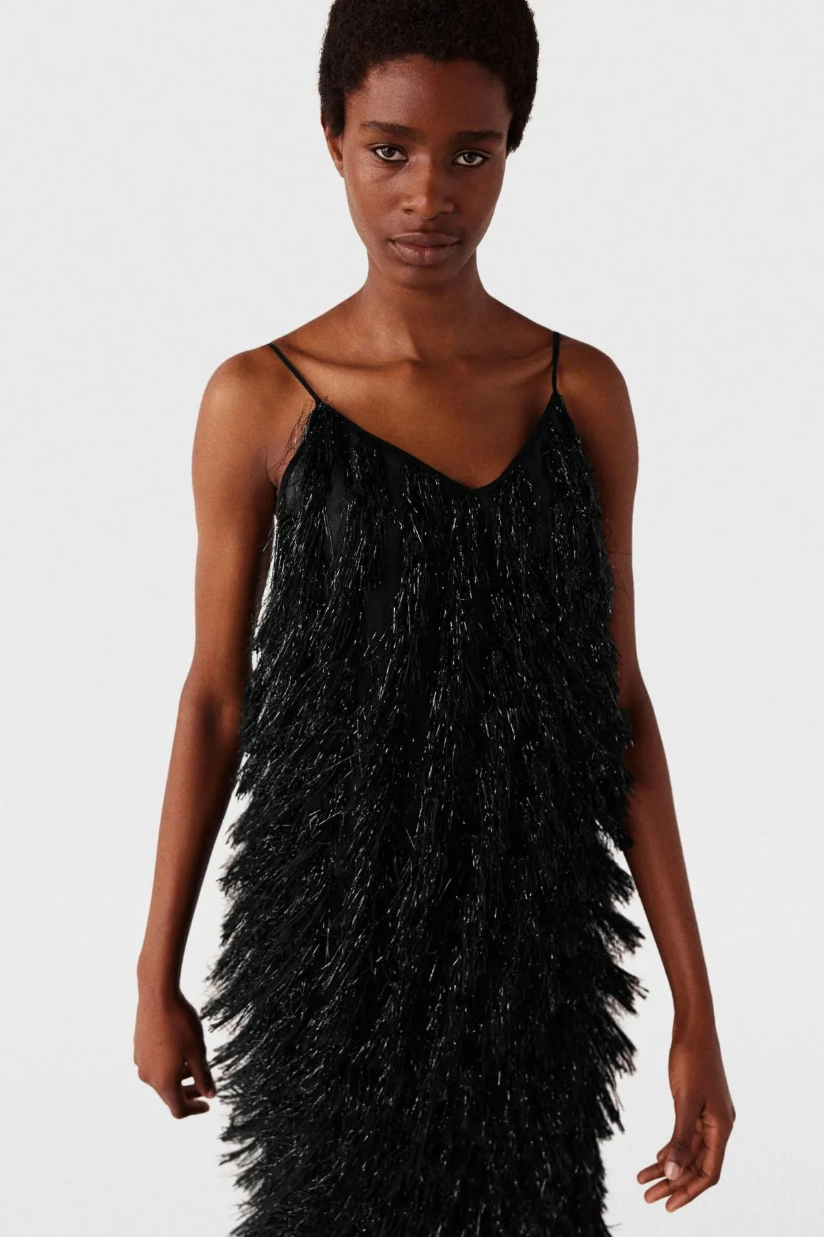 Womens Stella Mccartney Stella McCartney Glitter Tassels Cami Top - Black Glitter