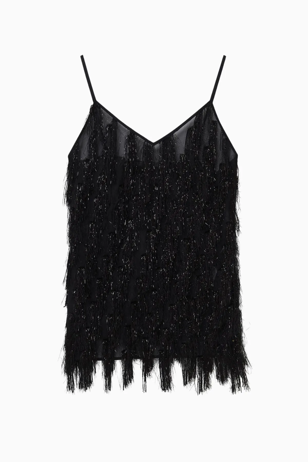Womens Stella Mccartney Stella McCartney Glitter Tassels Cami Top - Black Glitter