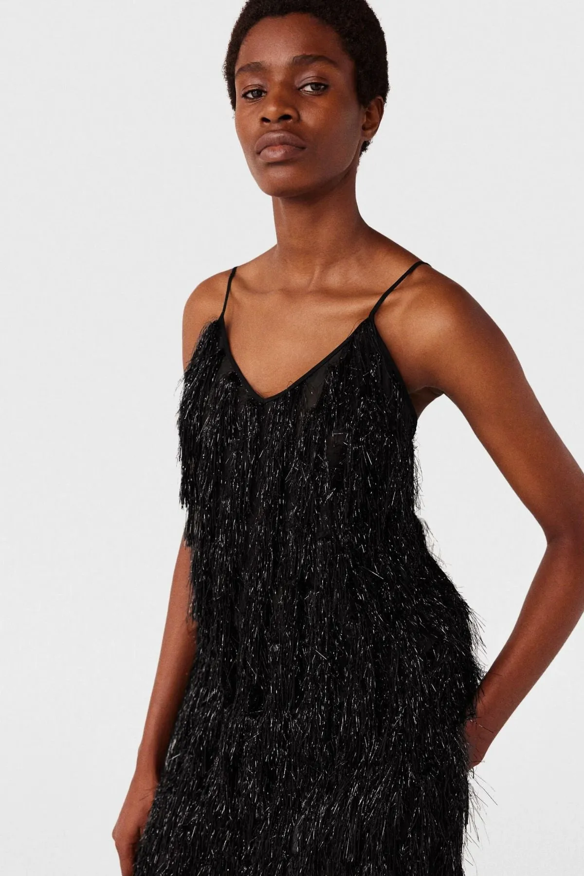 Womens Stella Mccartney Stella McCartney Glitter Tassels Cami Top - Black Glitter