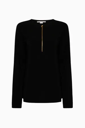 Womens Stella Mccartney Stella McCartney Iconic Half Zip Top - Black