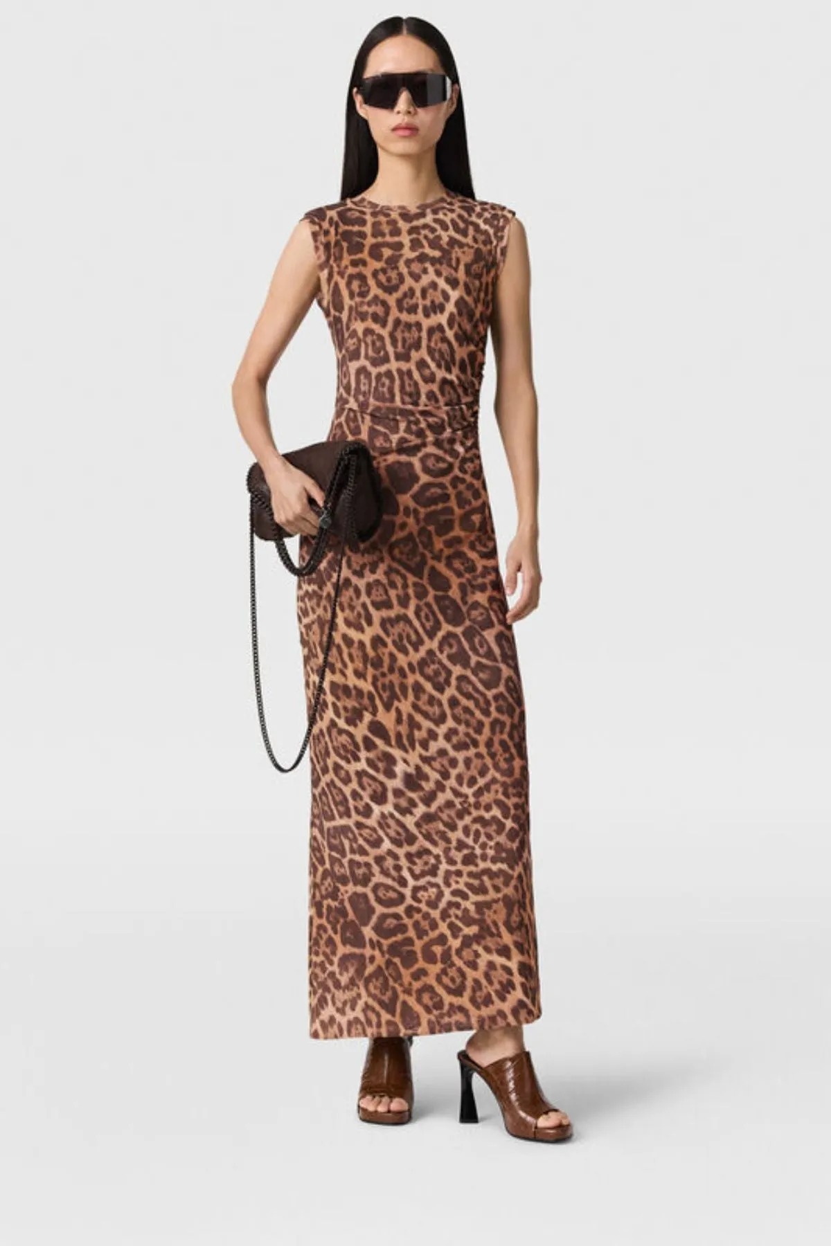 Womens Stella Mccartney Stella McCartney Leopard Mesh Sleeveless Dress - Multicolour Brown