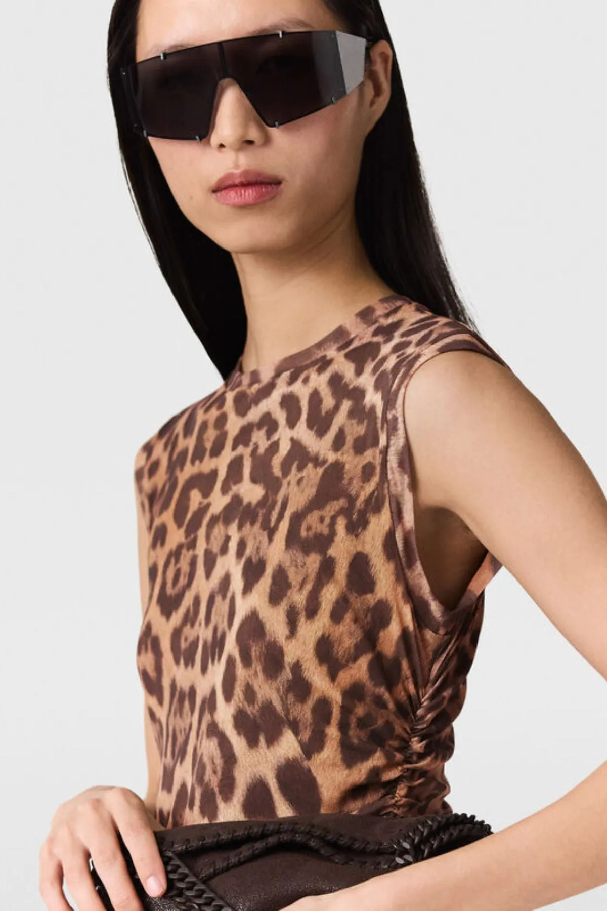 Womens Stella Mccartney Stella McCartney Leopard Mesh Sleeveless Dress - Multicolour Brown