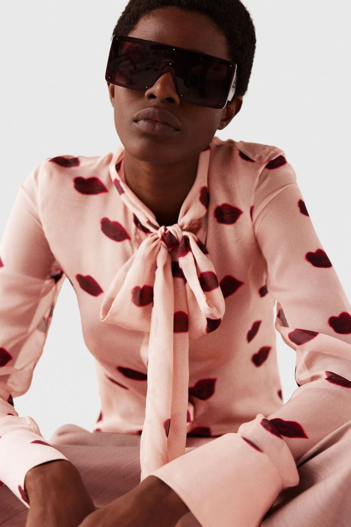 Womens Stella Mccartney Stella McCartney Lips Print Shirt - Dusty Pink