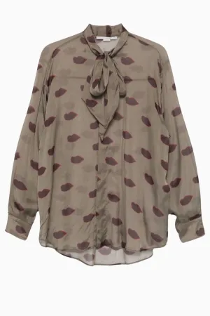 Womens Stella Mccartney Stella McCartney Lips Print Shirt - Mud