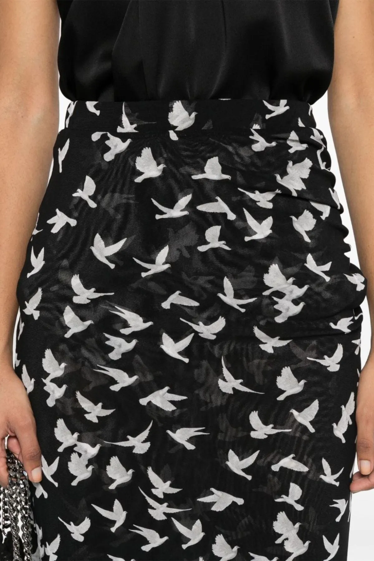 Womens Stella Mccartney Stella McCartney Mesh Flying Bird Haze Skirt - Black